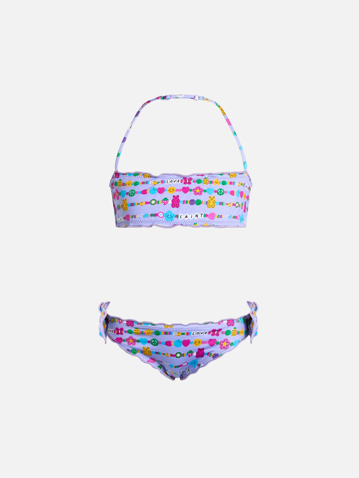 Bikini a fascia Emy con stampa braccialetti di caramelle