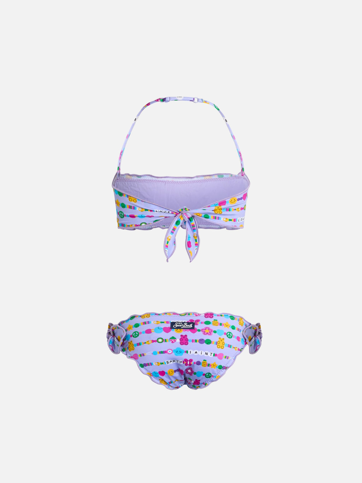 Bikini a fascia Emy con stampa braccialetti di caramelle