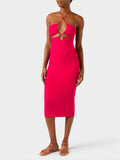 Abito midi Farah fucsia con cut-out