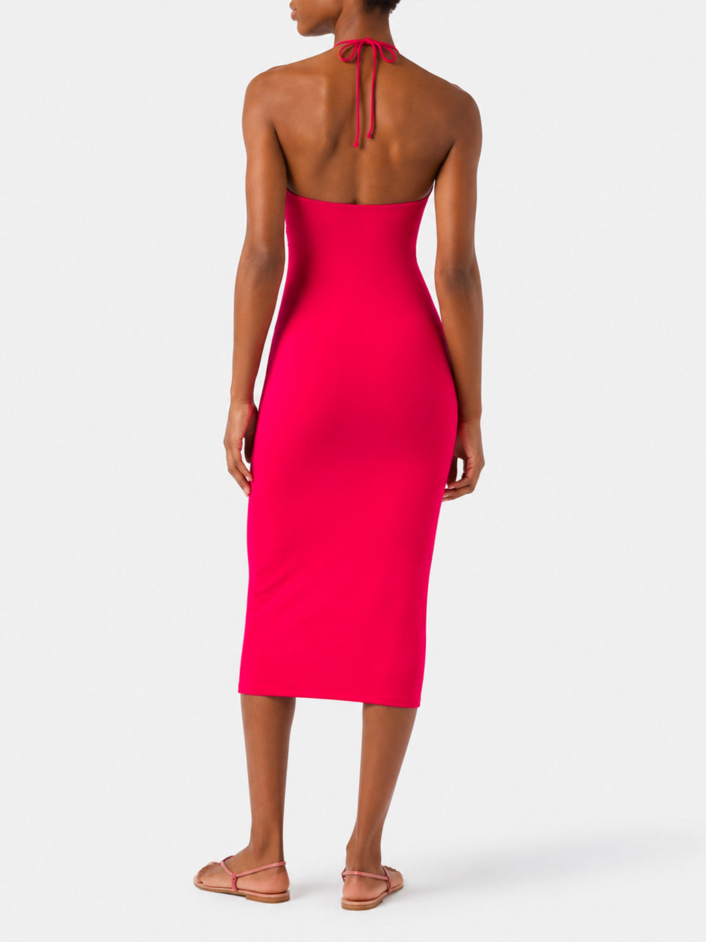 Abito midi Farah fucsia con cut-out