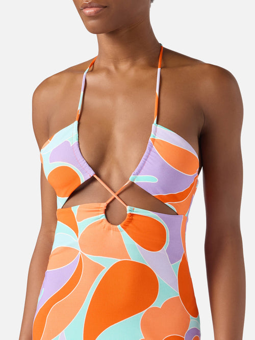 Abito Farah con cut-out e stampa onde