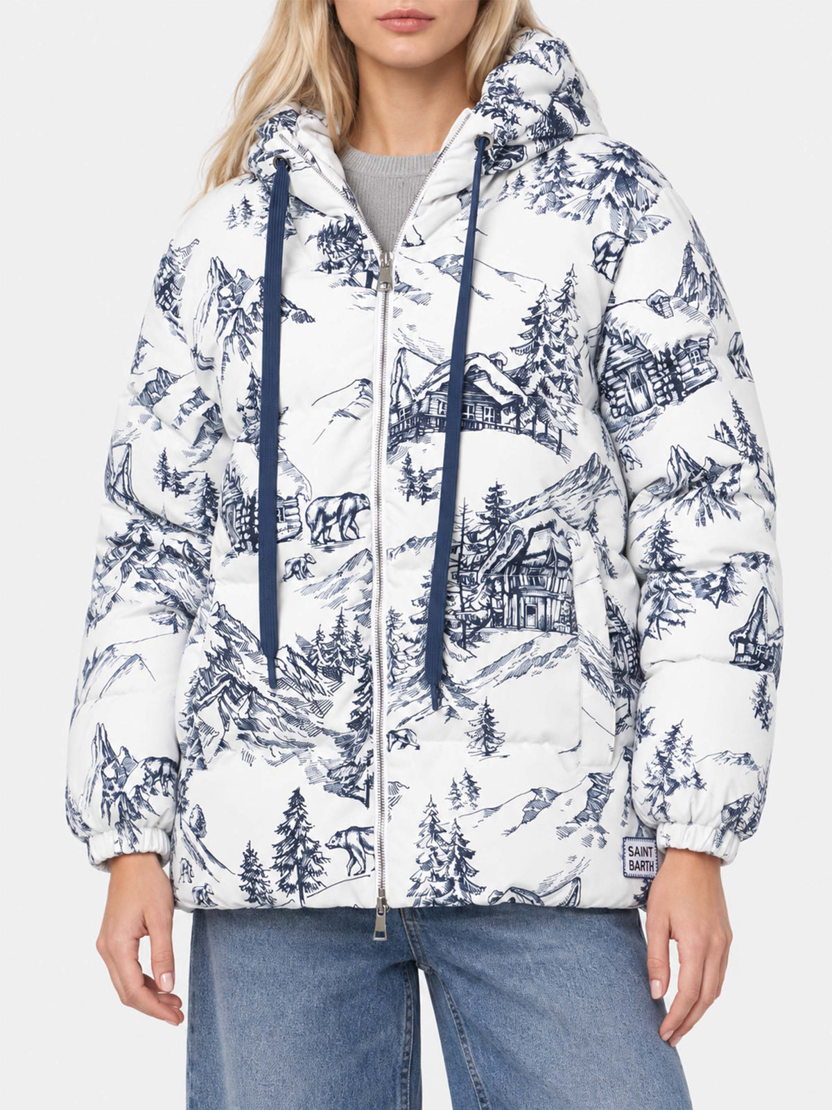 Piumino Geneve con cappuccio e stampa toile de Jouy di product image 1