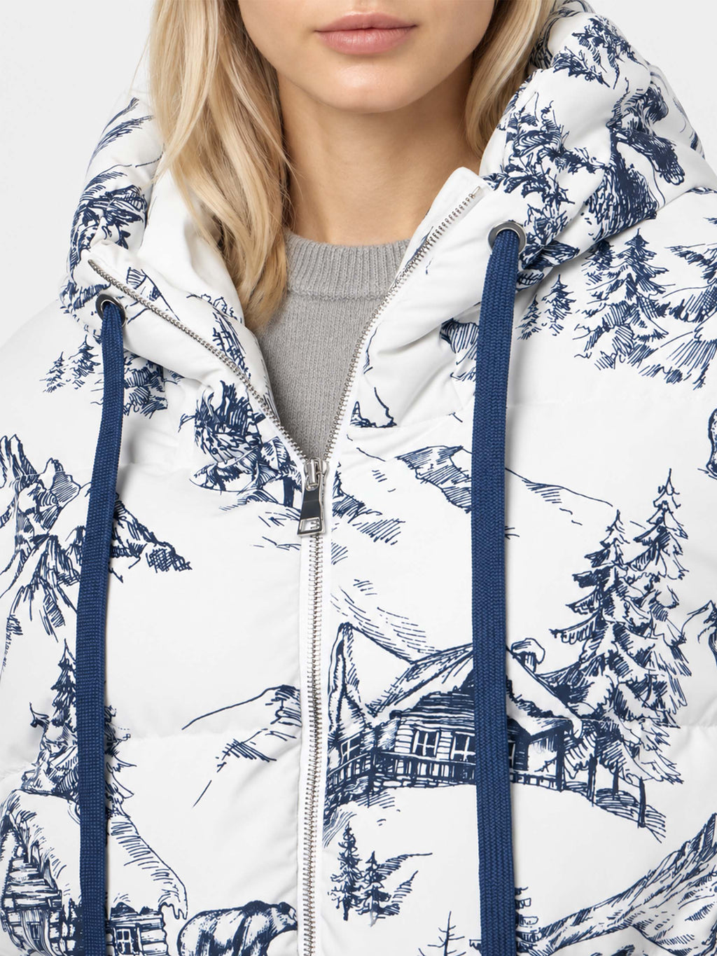 Piumino Geneve con cappuccio e stampa toile de Jouy di product image 3