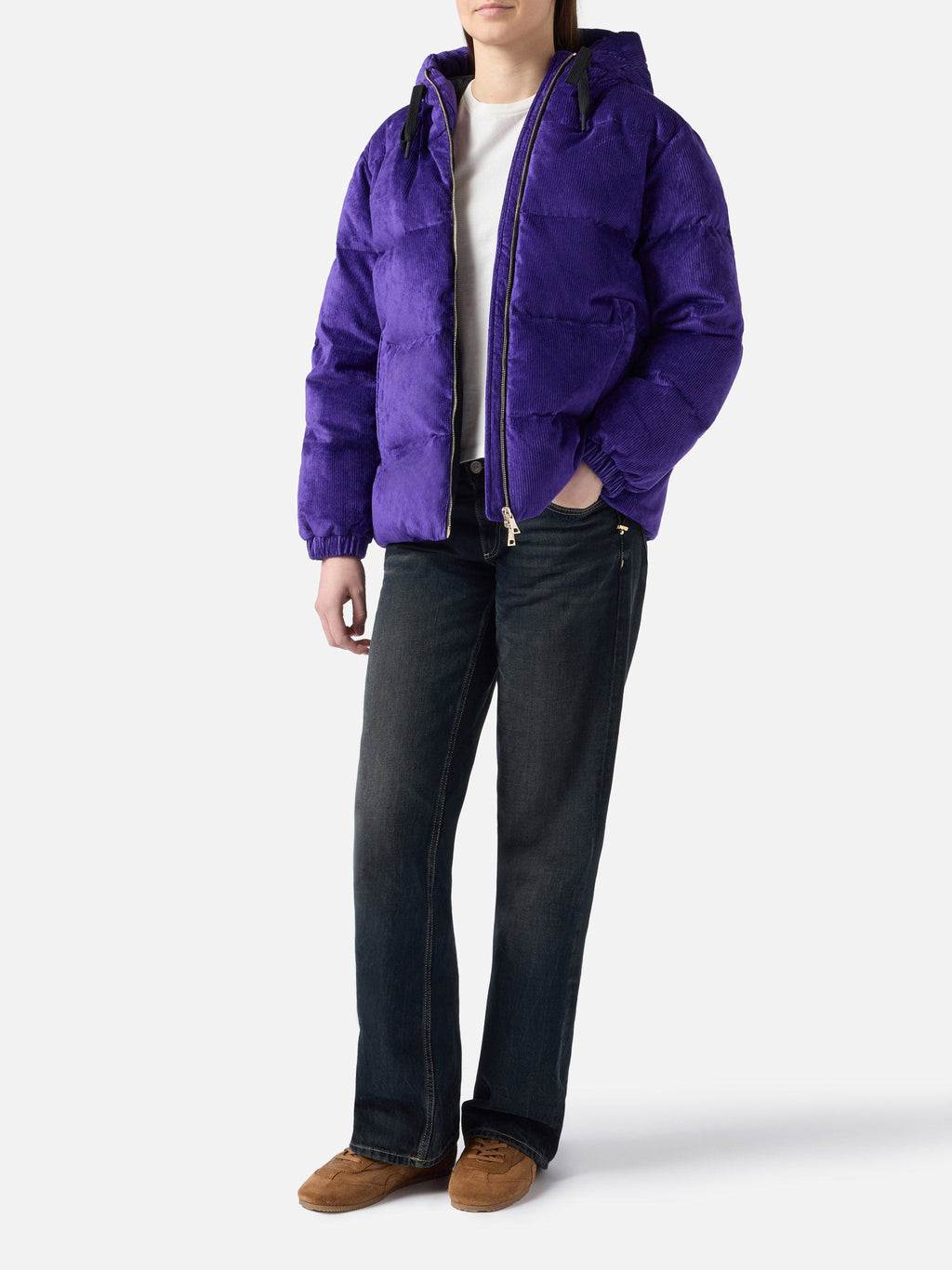 Giacca imbottita Geneve viola con cappuccio in velluto a product image 2