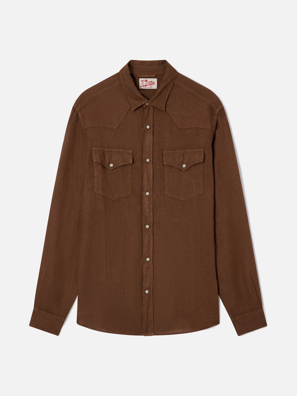 Camicia Greg marrone in lino con effetto vintage product image 4