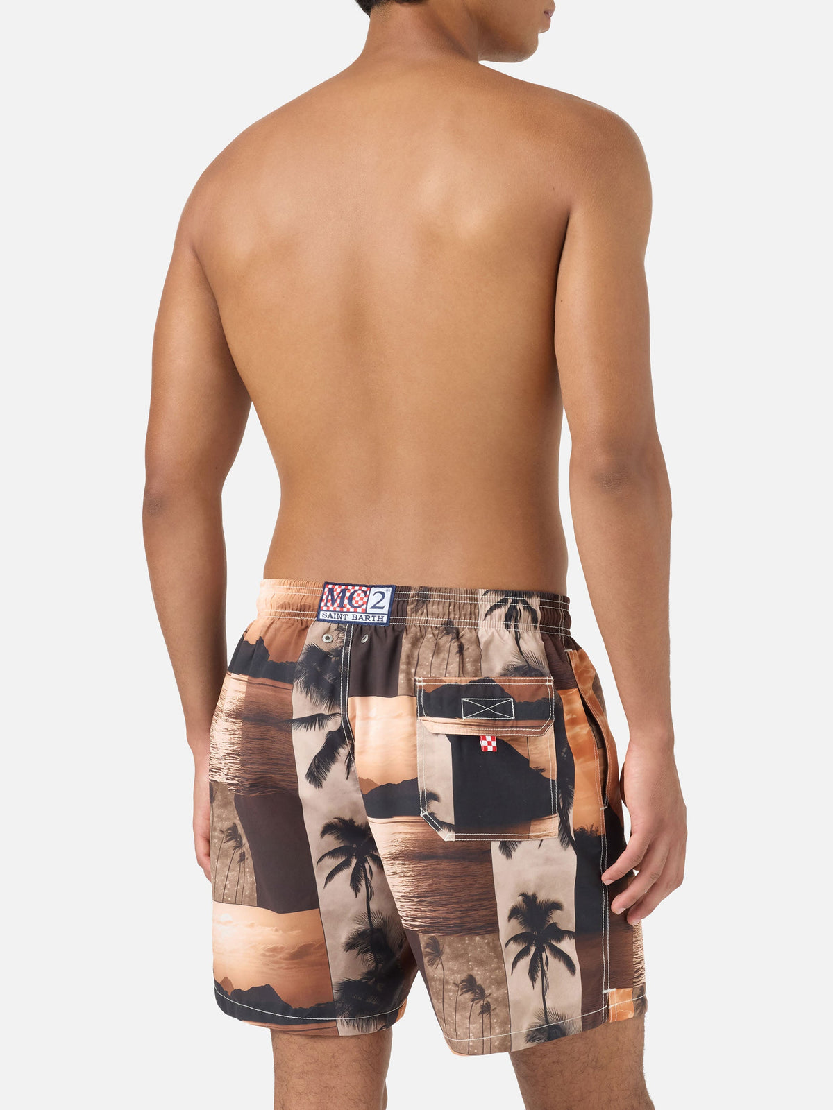 Costume mare Gustavia marrone con stampa fotografica tramonto | Special Edition