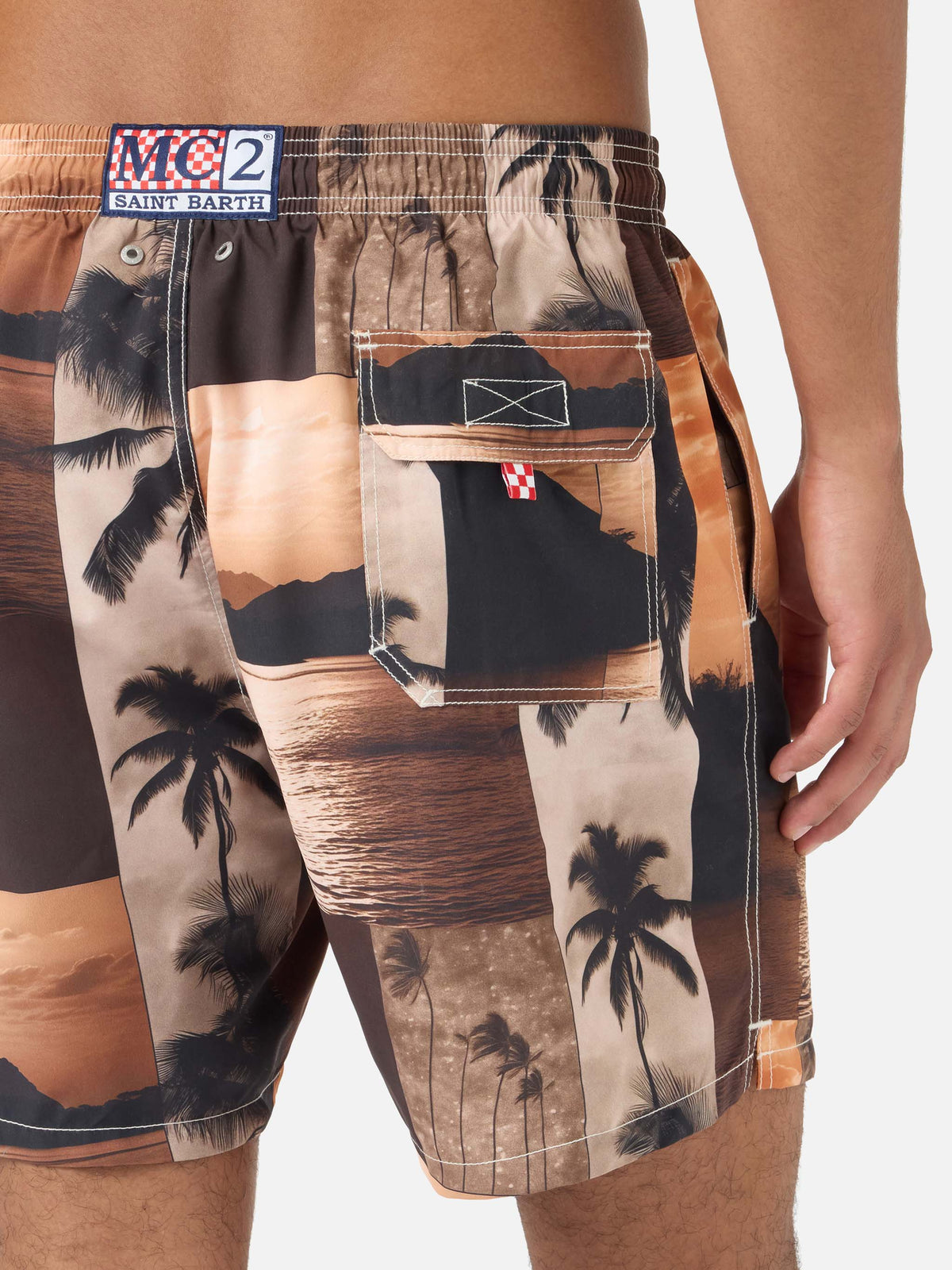 Costume mare Gustavia marrone con stampa fotografica tramonto | Special Edition