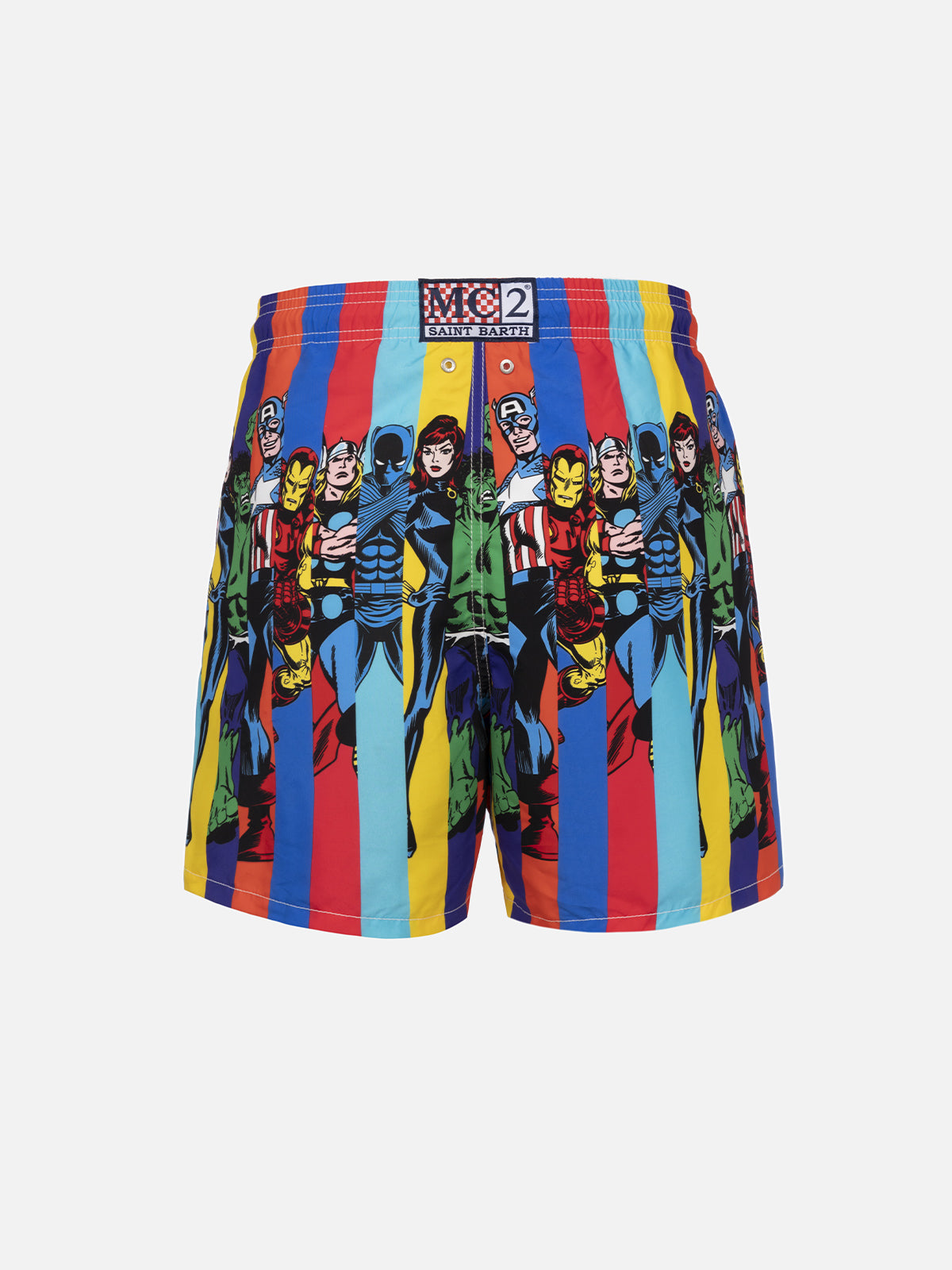 Costume mare Gustavia bianco con stampa piazzata supereroi Marvel | Special Edition