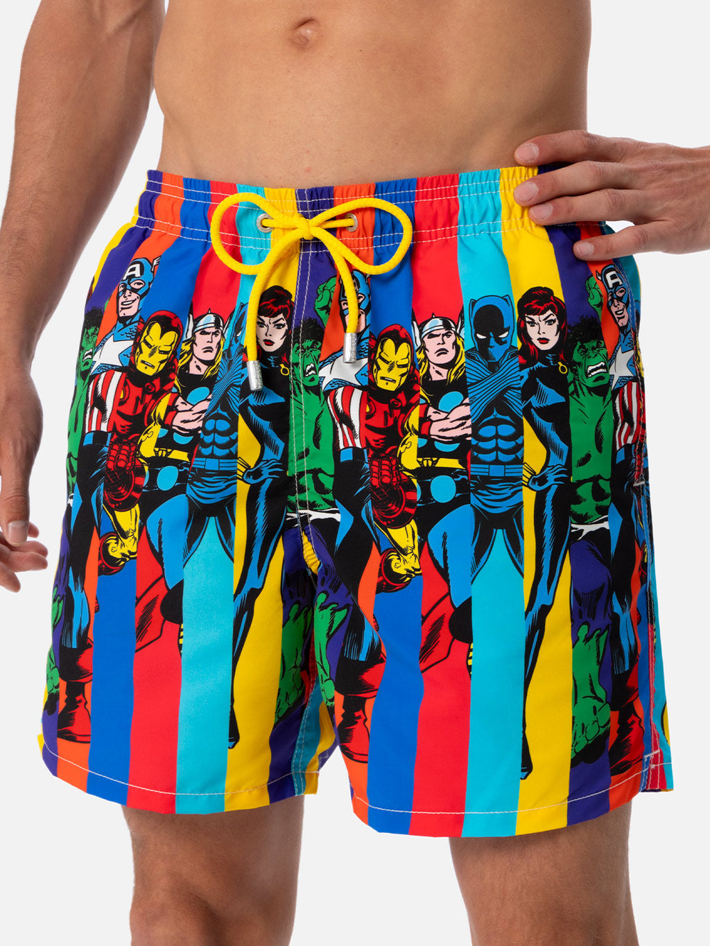 Costume mare Gustavia bianco con stampa piazzata supereroi Marvel | Special Edition
