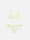 Bikini bralette Hannah bianco con ricamo margherite gialle