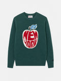 Maglia Heron verde scuro con jacquard mela New York
