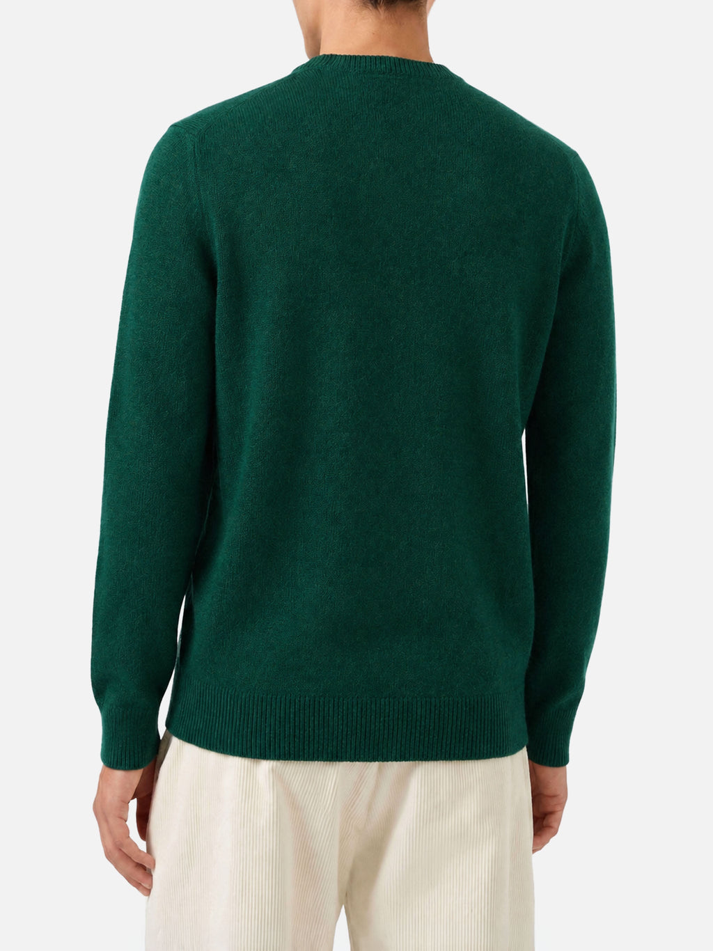 Maglia girocollo Heron verde in lana con ricamo logo
