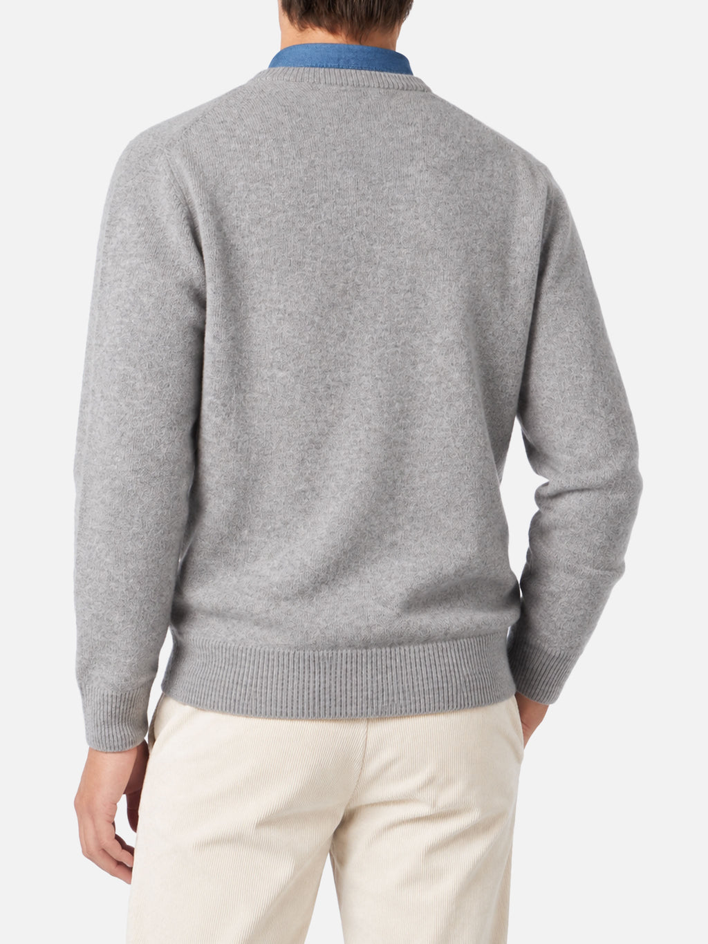 Maglia Heron grigio chiaro melange con ricamo logo