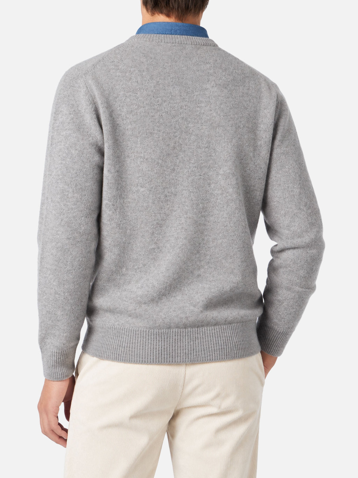 Maglia Heron grigio chiaro melange con ricamo logo