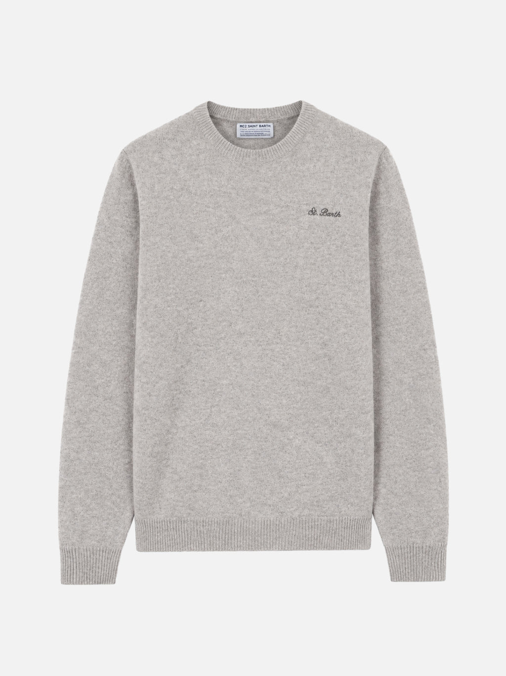 Maglia Heron grigio chiaro melange con ricamo logo