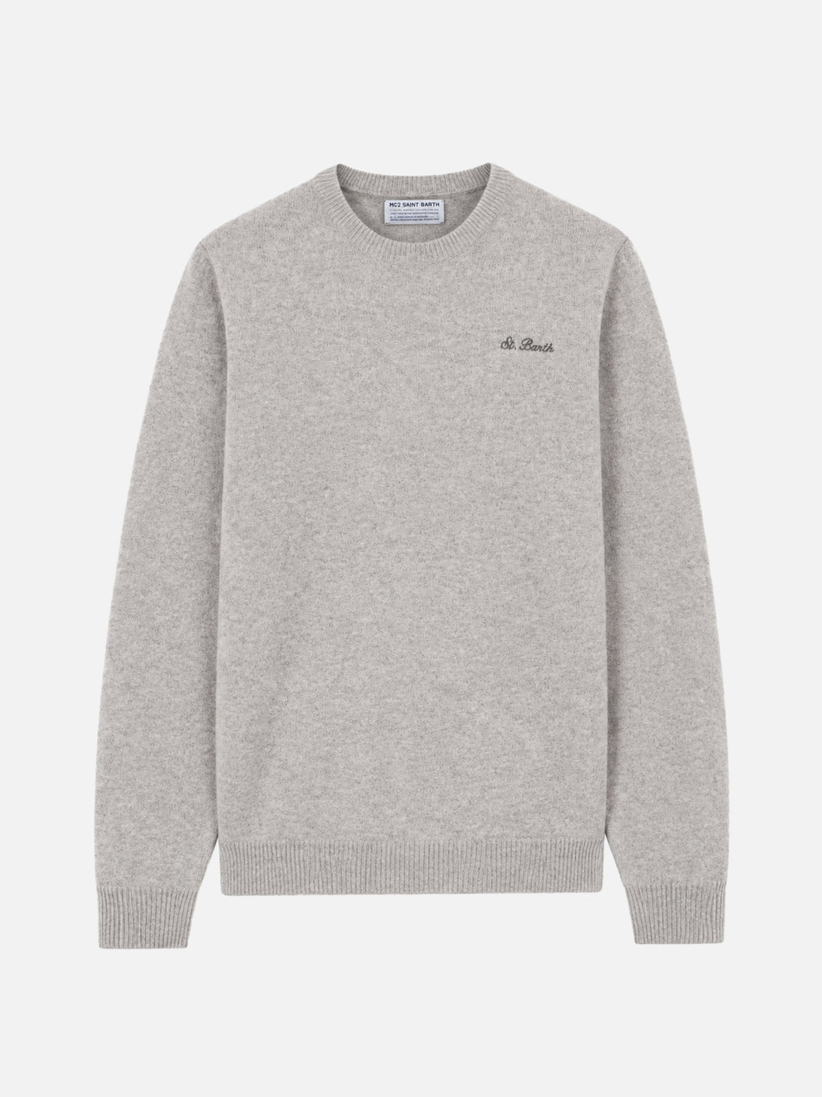 Maglia Heron grigio chiaro melange con ricamo logo