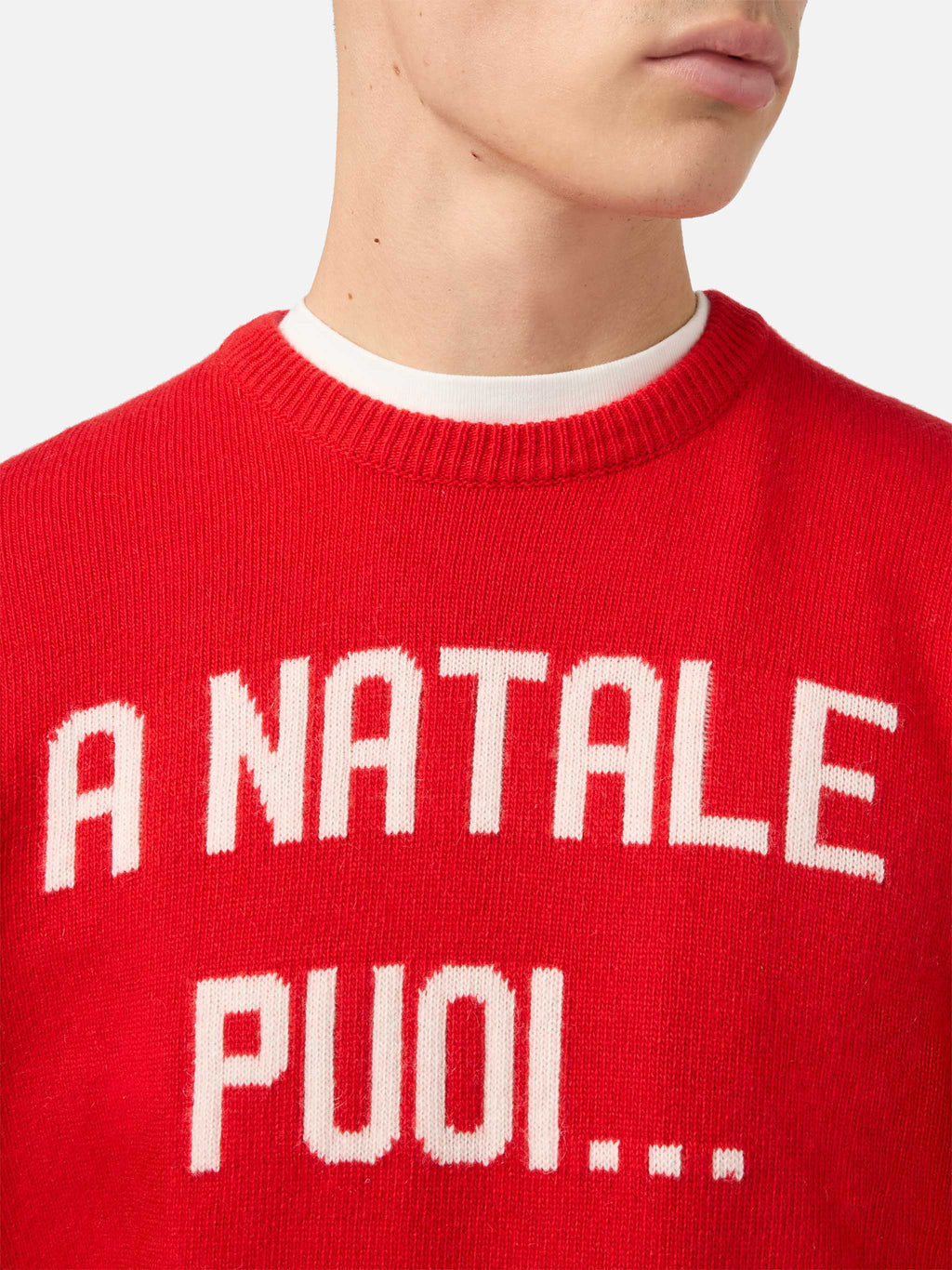 Maglione Heron rosso con jacquard A Natale puoi