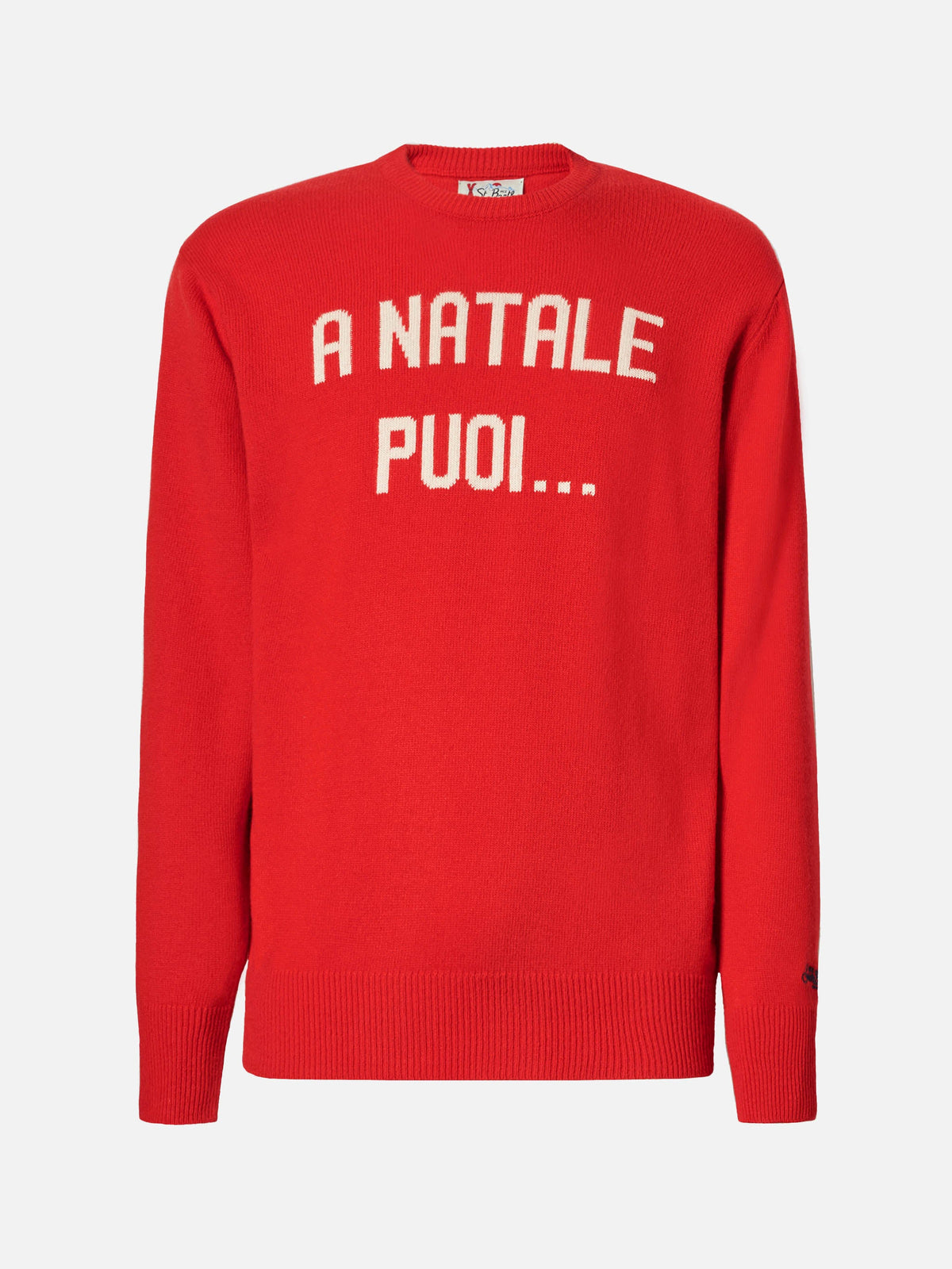 Maglione Heron rosso con jacquard A Natale puoi