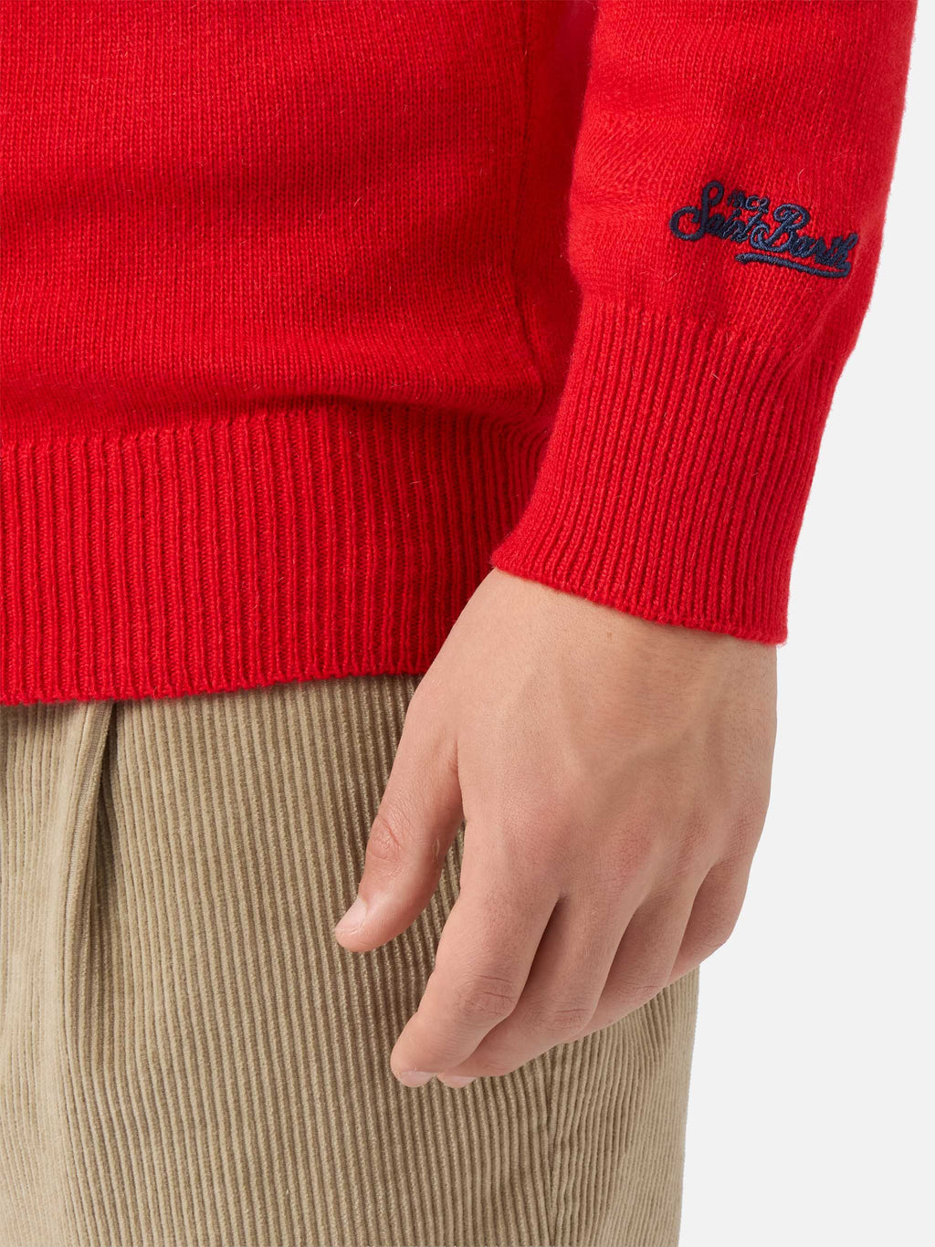 Maglione Heron rosso con jacquard A Natale puoi