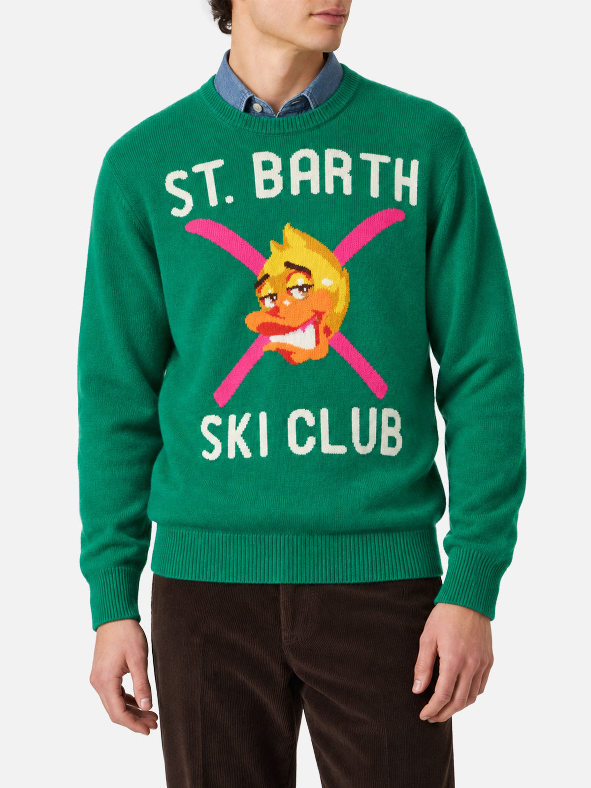 Maglia Heron verde con jacquard Crypto Ducky Ski Club | Special Edition