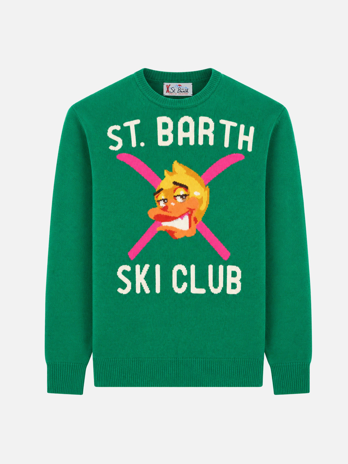 Maglia Heron verde con jacquard Crypto Ducky Ski Club | Special Edition