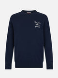 Maglione Heron Light blu navy con ricamo Non sono bello, piaccio! | Special Edition