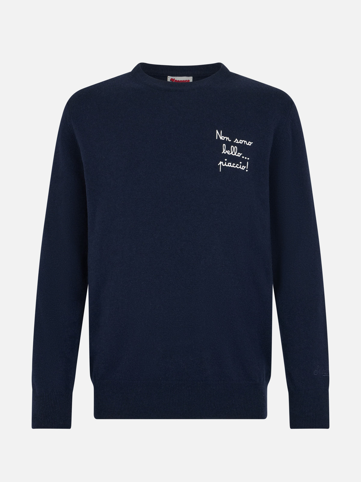 Maglione Heron Light blu navy con ricamo Non sono bello, piaccio! | Special Edition