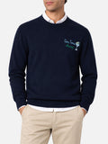 Maglione Heron Light blu navy con ricamo Gin tonic champ