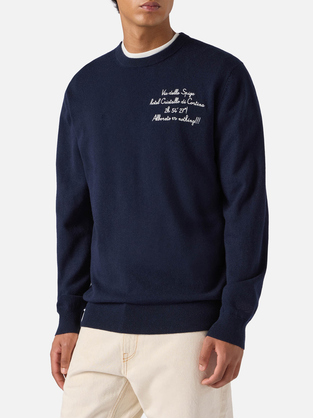 Maglione Heron Light blu navy con ricamo Via Spiga | Special Edition