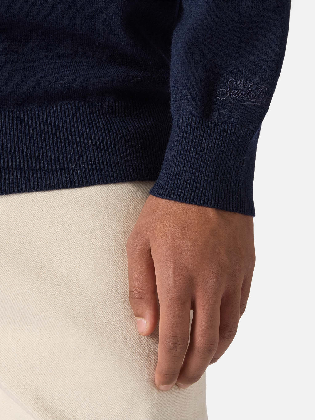 Maglione Heron Light blu navy con ricamo Via Spiga | Special Edition