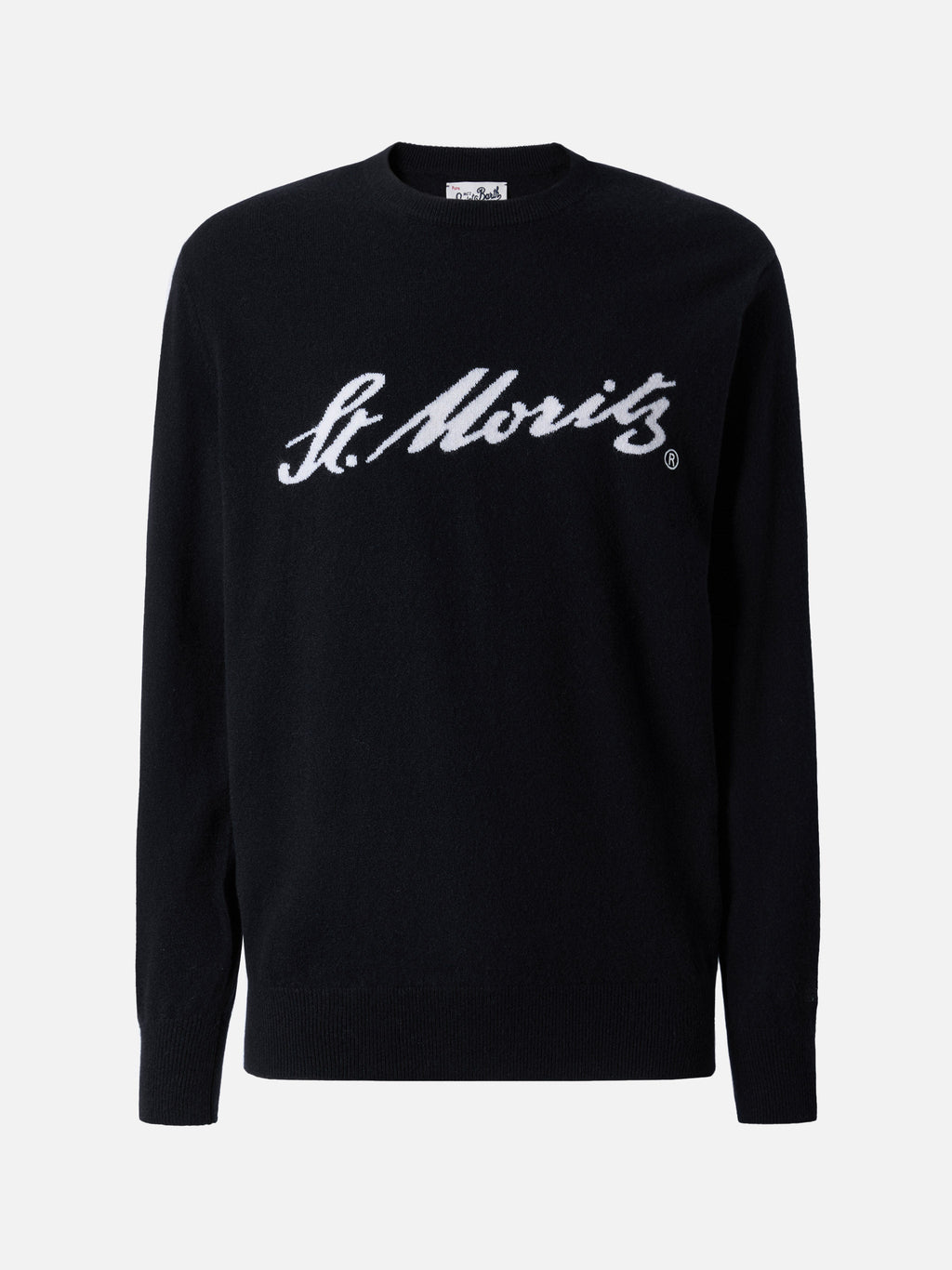 Maglione Heron Light Cashmere nero con scritta St. Moritz | Special Edition