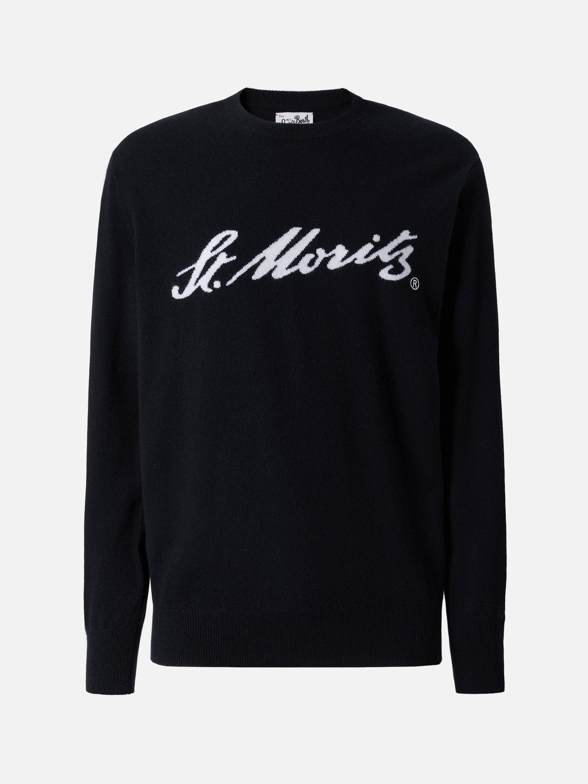 Maglione Heron Light Cashmere nero con scritta St. Moritz | Special Edition