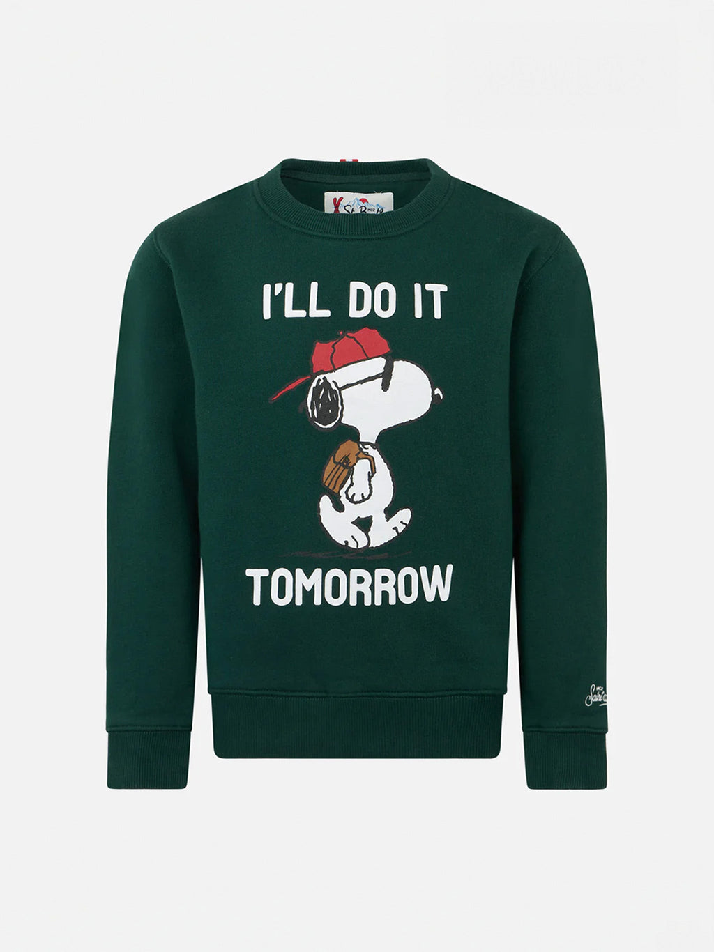 Felpa girocollo Hutton verde scuro con stampa Snoopy product image 1