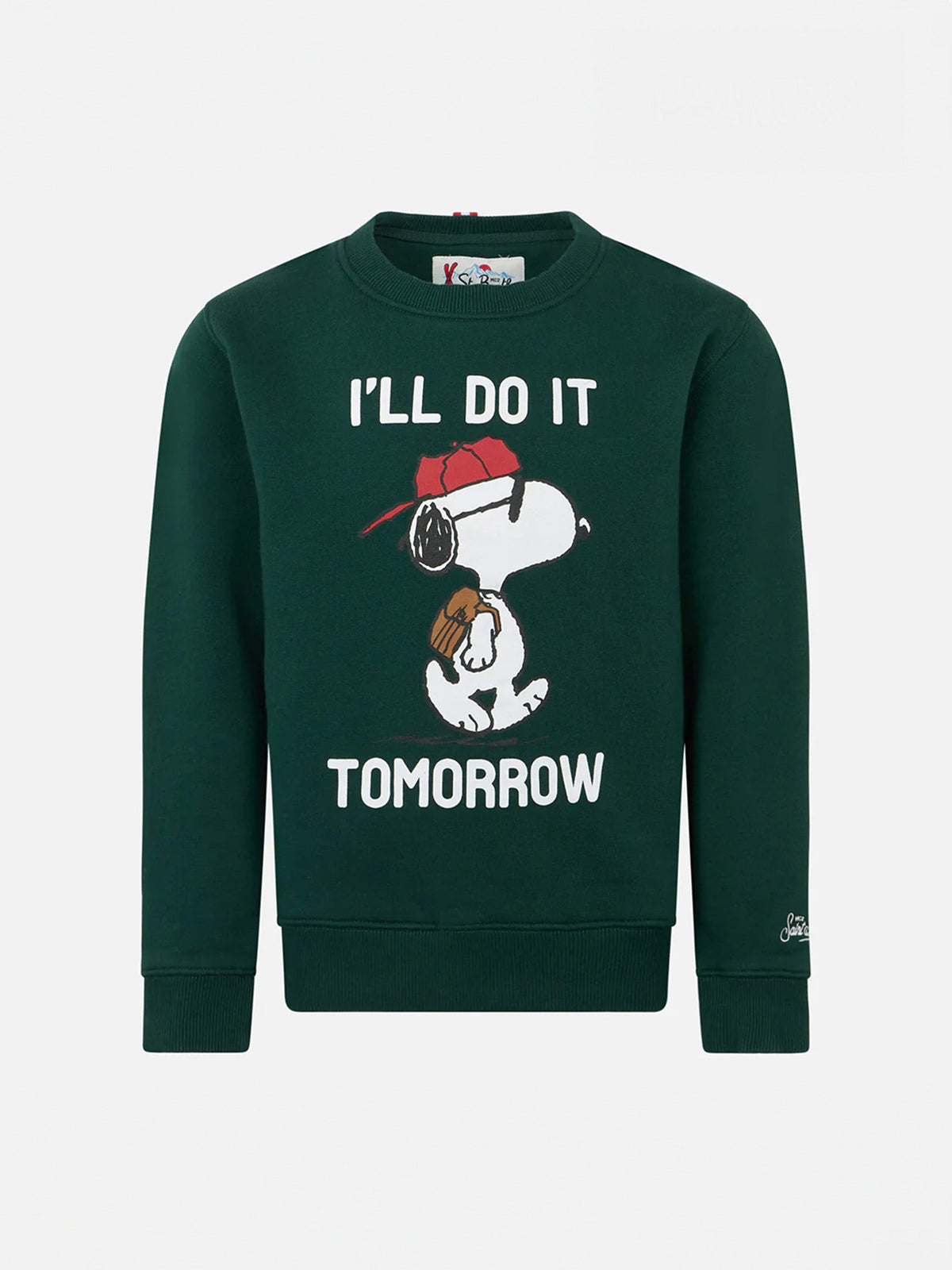 Felpa girocollo Hutton verde scuro con stampa Snoopy product image 1