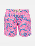 Costume mare Jean Lighting con stampa all-over squali rosa