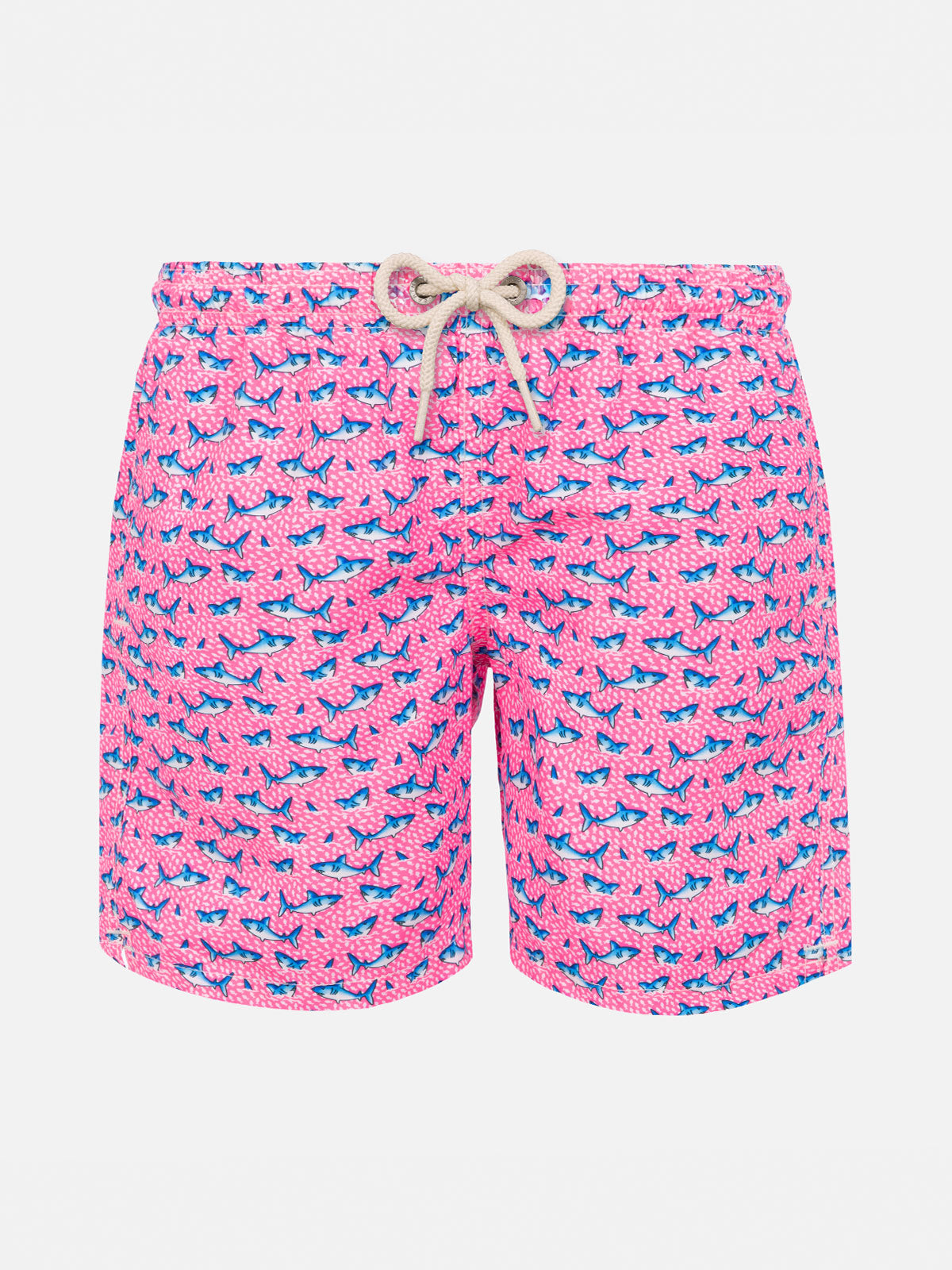 Costume mare Jean Lighting con stampa all-over squali rosa