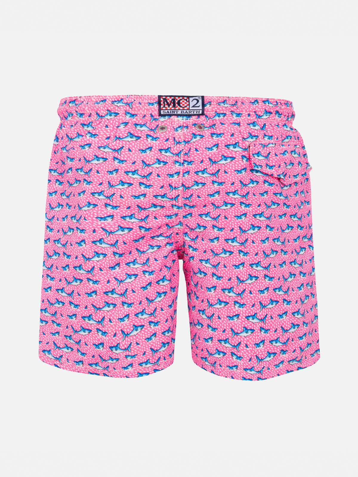 Costume mare Jean Lighting con stampa all-over squali rosa