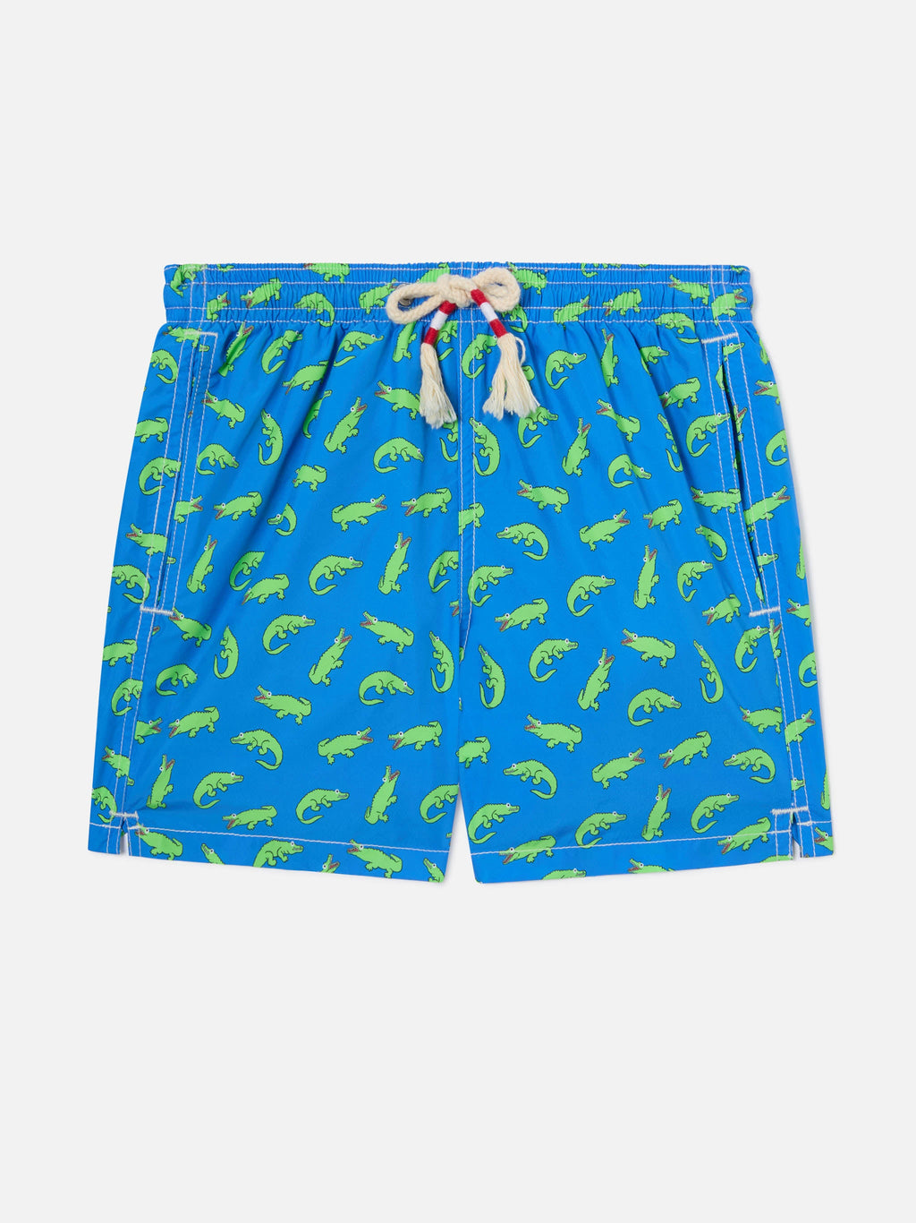 Costume mare Jean Lighting 70 con stampa alligatori su fondo blu