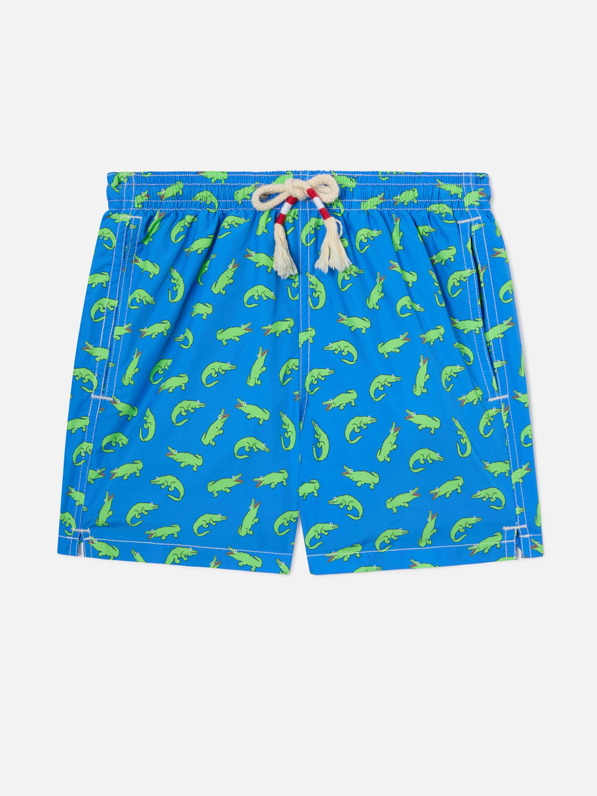 Costume mare Jean Lighting 70 con stampa alligatori su fondo blu