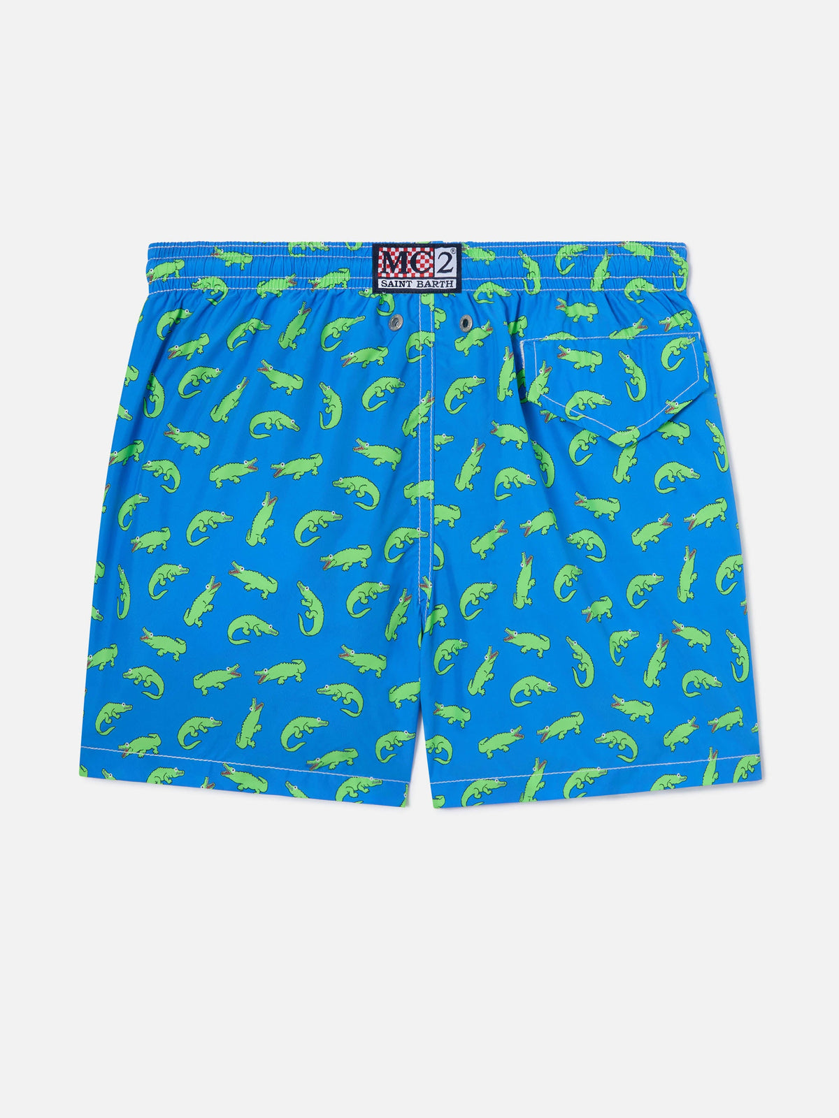 Costume mare Jean Lighting 70 con stampa alligatori su fondo blu