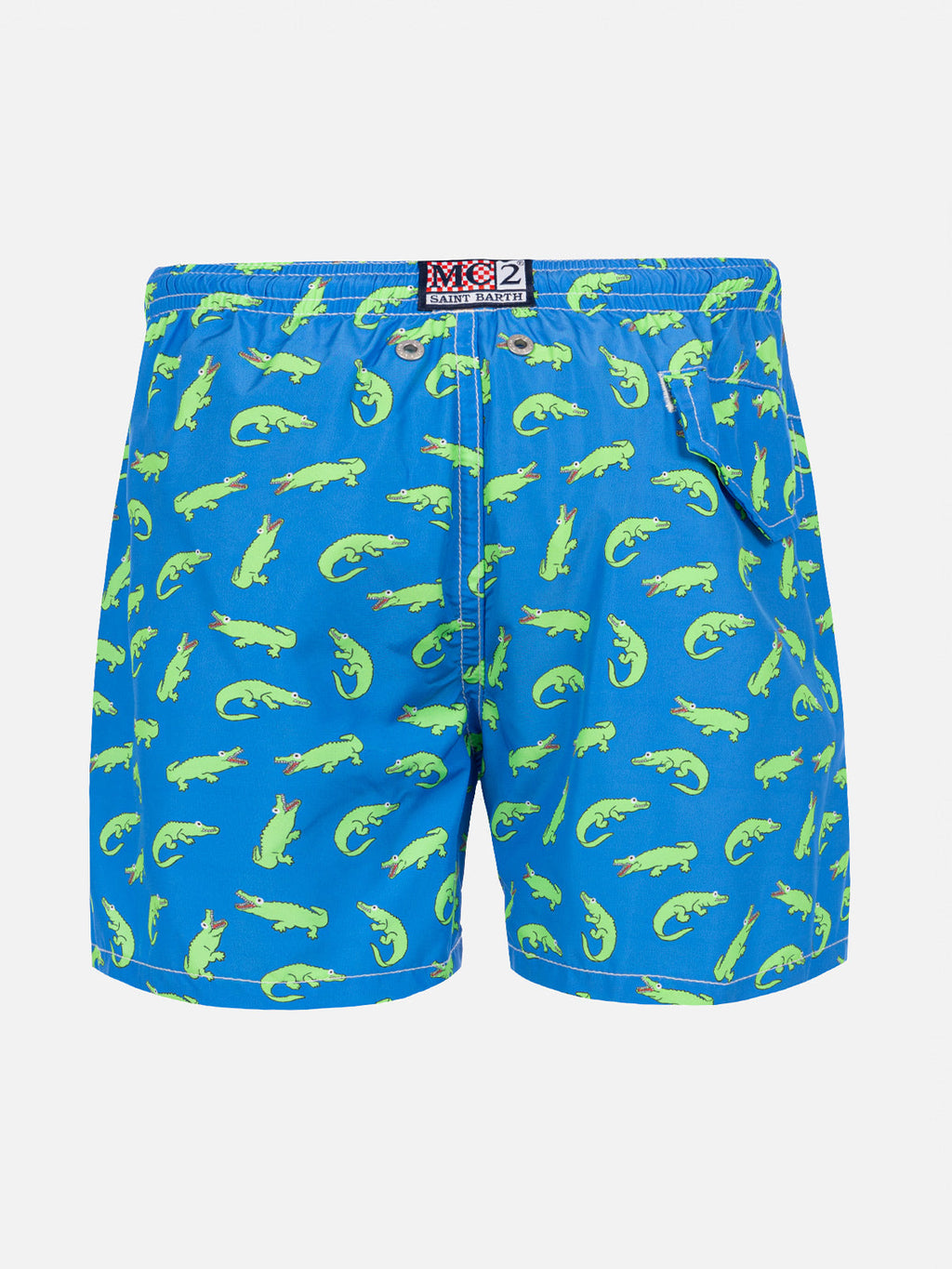 Costume mare Jean Lighting 70 con stampa alligatori su fondo blu