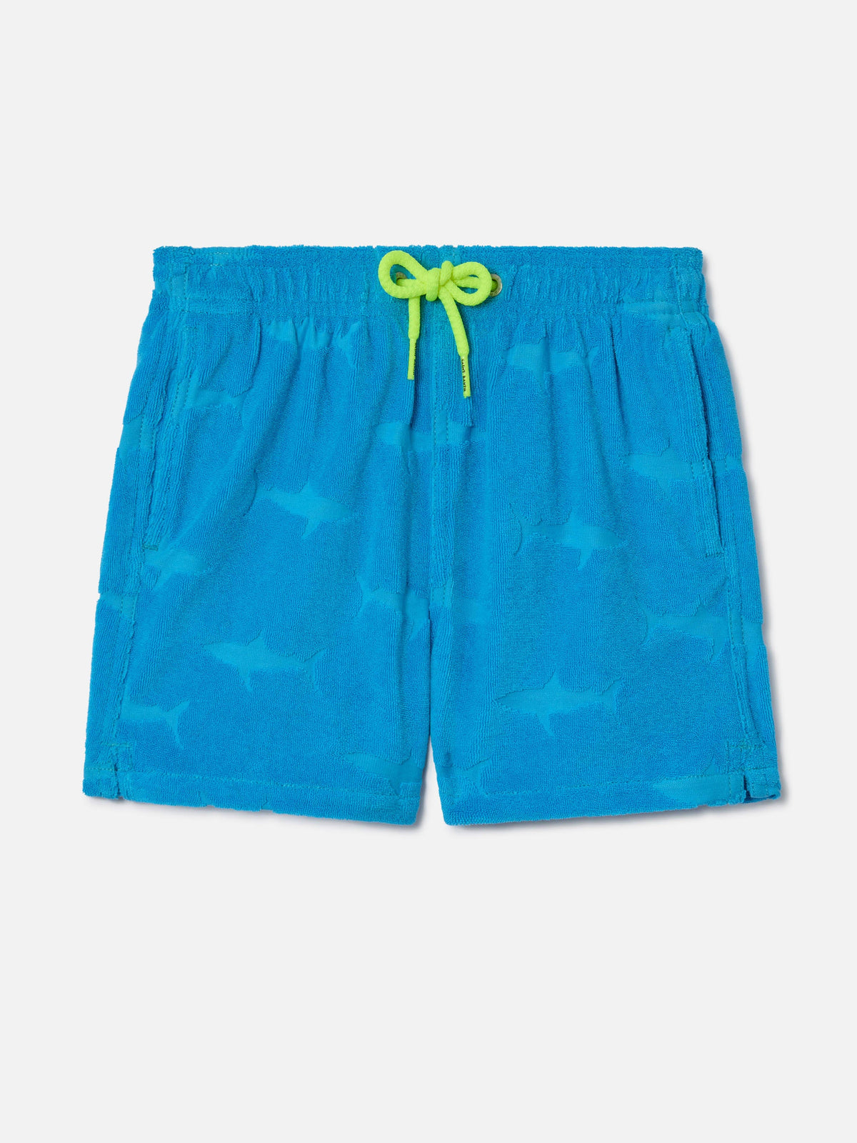 Costume mare Jean bluette in spugna con squali in rilievo