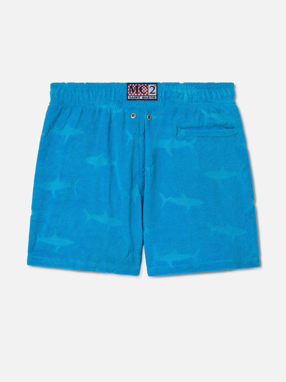 Costume mare Jean bluette in spugna con squali in rilievo