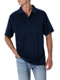 Polo Jeremy blu navy in spugna con righe in rilievo product image 1