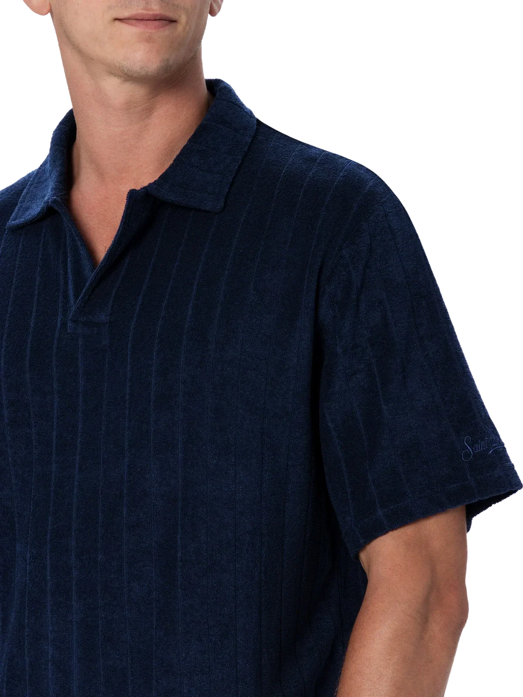 Polo Jeremy blu navy in spugna con righe in rilievo product image 2