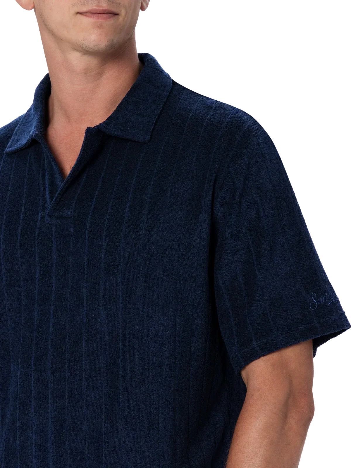 Polo Jeremy blu navy in spugna con righe in rilievo product image 2