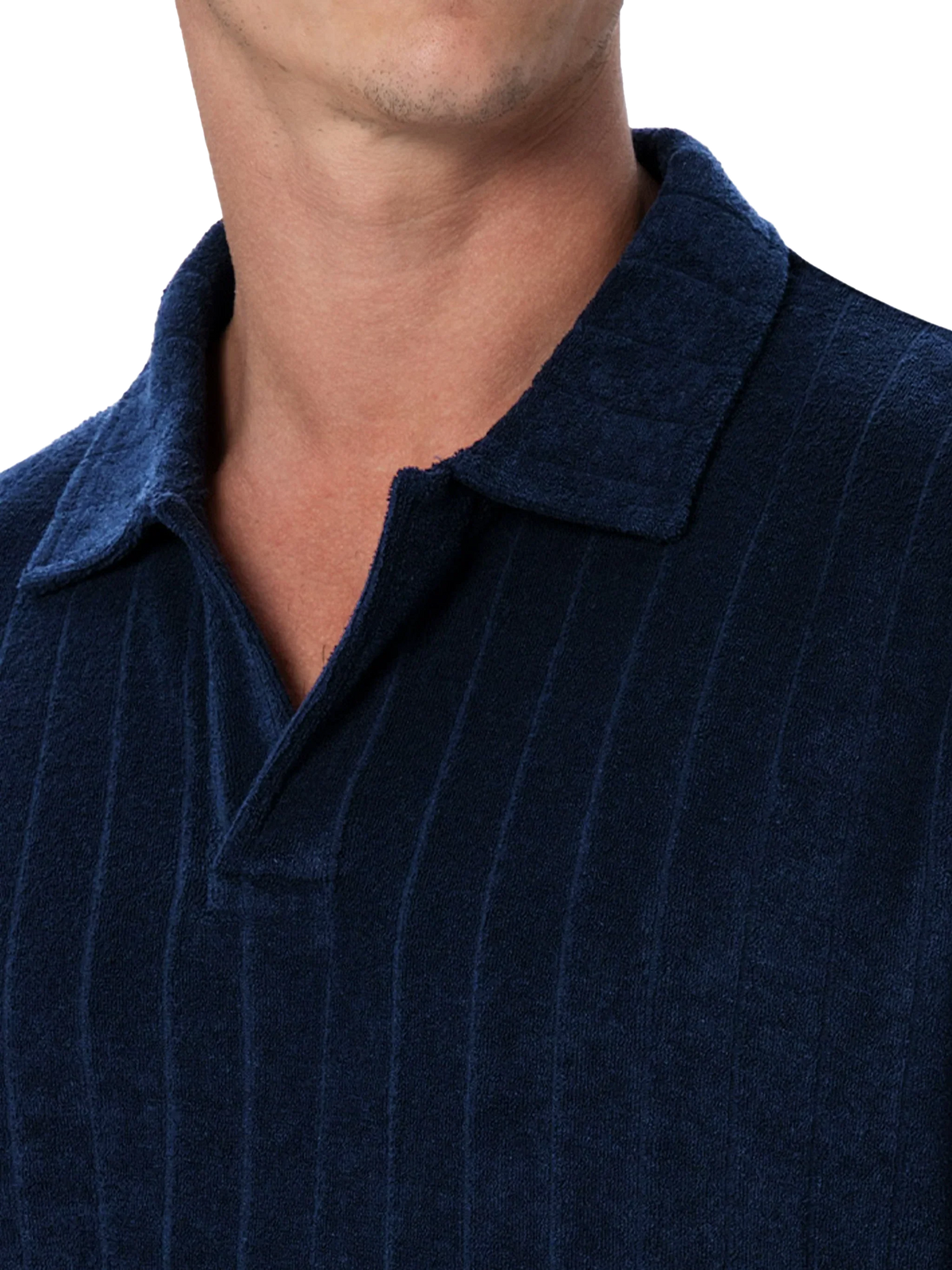 Polo Jeremy blu navy in spugna con righe in rilievo product image 4