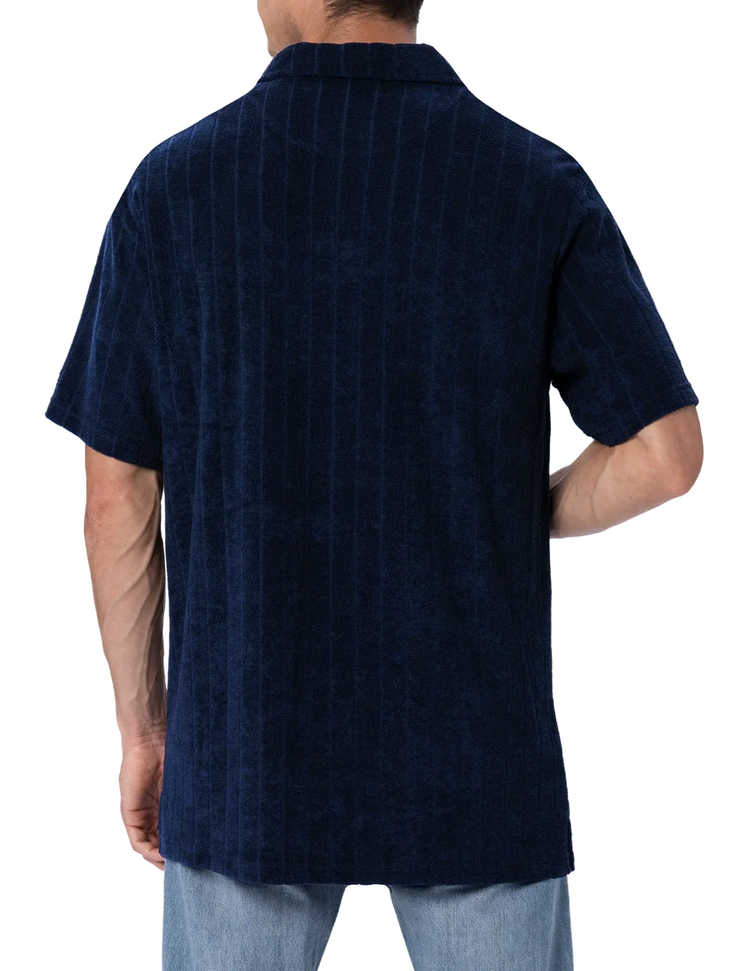 Polo Jeremy blu navy in spugna con righe in rilievo product image 3