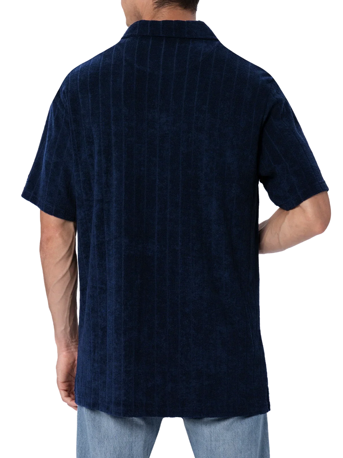 Polo Jeremy blu navy in spugna con righe in rilievo product image 3