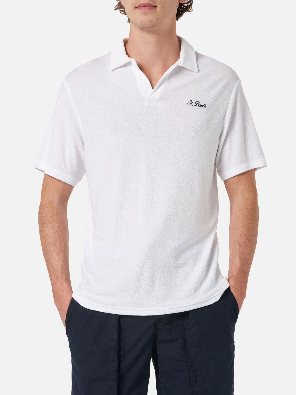 Polo Jeremy bianca in spugna con ricamo logo product image 1